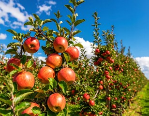 Ripe apples on trees
