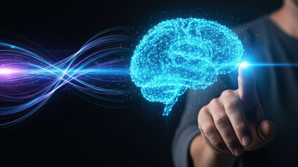 Activating AI: Hand Interacting with Holographic Brain and Data Waves