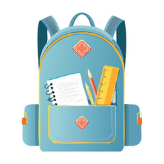 Student Backpack Open Notebook Ruler