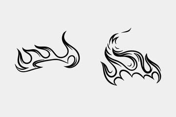 Outline Flame Set Hand Drawn Vector Image