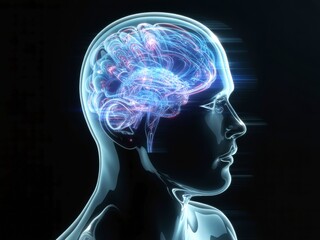 Obraz premium x-default Human Brain Anatomy with Neural Connections