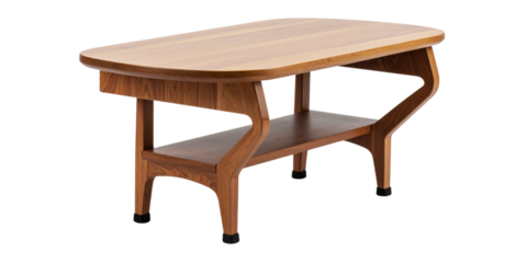 Antique wooden furniture: a solitary old brown chair and a simple table isolated on white, embodying vintage home interior design