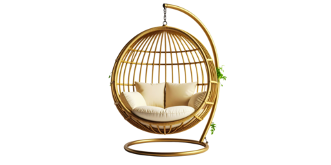 Easter egg on a white background, an isolated golden egg in an open birdcage symbolizing freedom from confinement