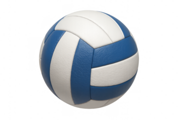 Spinning volleyball in blue-white colorway, professional sports graphic element with clear background, ready for design projects
