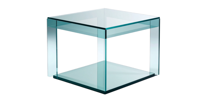 Blue transparent glass cube box 3D illustration design