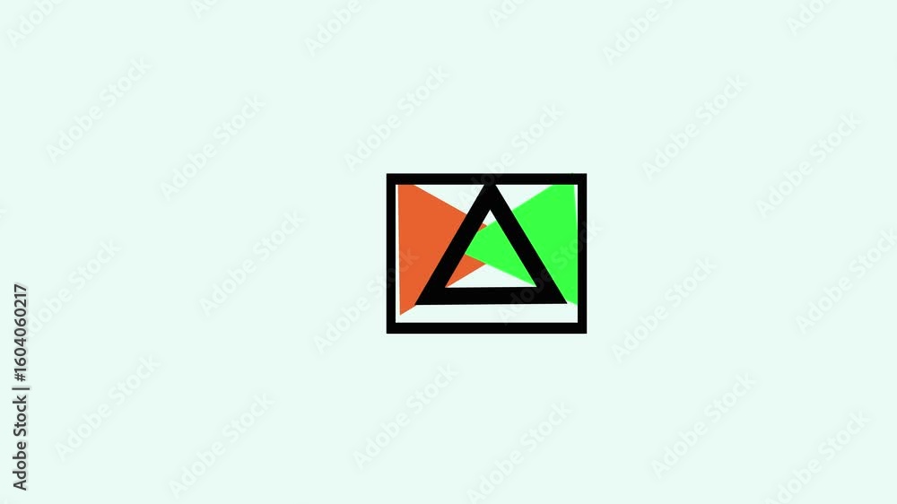 Poster play symbol animation loop. animated triangle icon on clean white background for user interfaces, vi