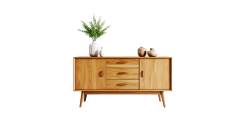 Green plant seedling in a wooden pot on an empty park bench