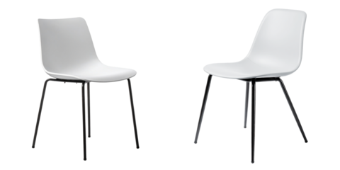 Black plastic and leather office chairs, isolated objects for comfortable interior design