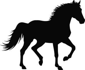 Elegant Horse Silhouette Running Freely on White Background for Graphic Design and Illustration