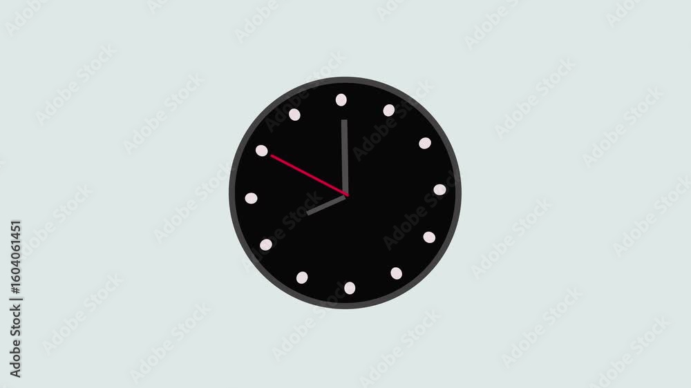 Poster classic wall clock animation on a clean white background. smooth ticking hands in a minimalist style