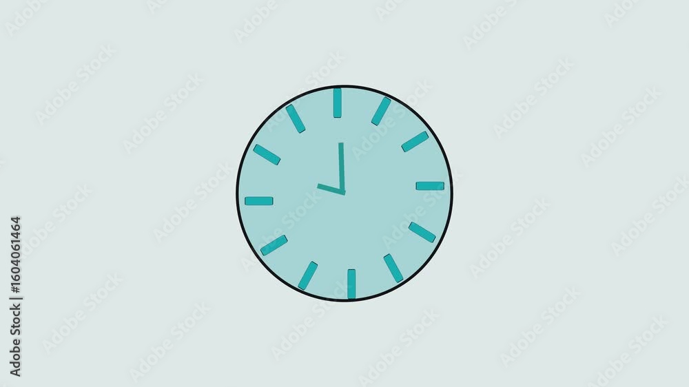 Poster smooth motion of a traditional wall clock on white background. animated clock face with ticking hand