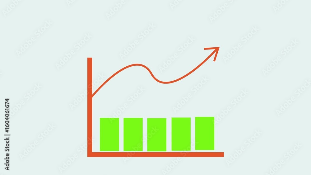 Poster smooth animated graph with bars growing and dropping in value. perfect loop for stock market, statis