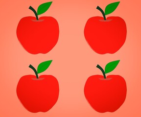 This picture shows that red apple red background