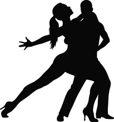 Silhouette of a Couple Dancing Ballroom Dance