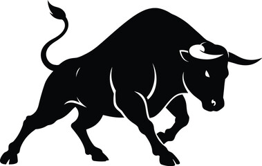 Powerful Black Bull Silhouette