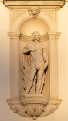 Vicenza - The statue of St. Bartholomew on the facade of church Santuario Santa Maria di Monte...