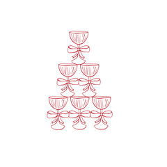 Vector red glas with red whimsical bow and cherry