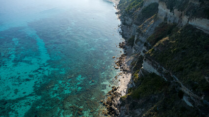 Rocky Cliff and Turquoise Waters – Aerial View of Coastal Landscape in Calabria, Italy