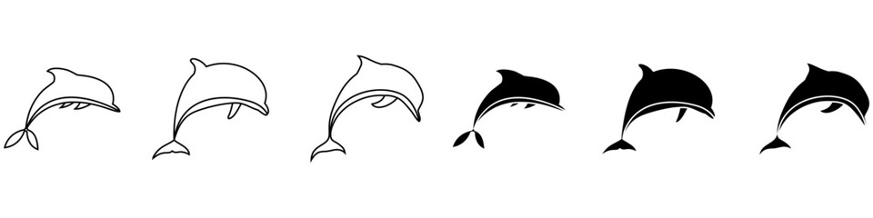 Dolphin icon vector set. Fish illustration sign collection. killer whale symbol. Sea ​​life logo.