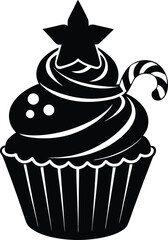 Christmas cupcake silhouette vector graphic design