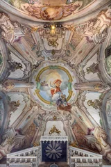 Fototapete Rund BOBBIO, ITALY - MAY 20, 2025: The baroque ceiling fresco Cardinal virue of Faith in Cathedral (Santa Maria Assunta) by Francesco Porro (1723) © Renáta Sedmáková