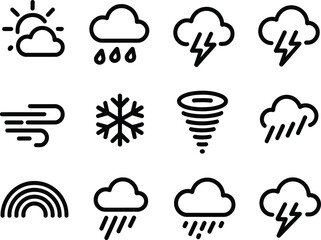 Collection of weather icons representing different atmospheric conditions