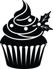Christmas cupcake silhouette vector graphic design