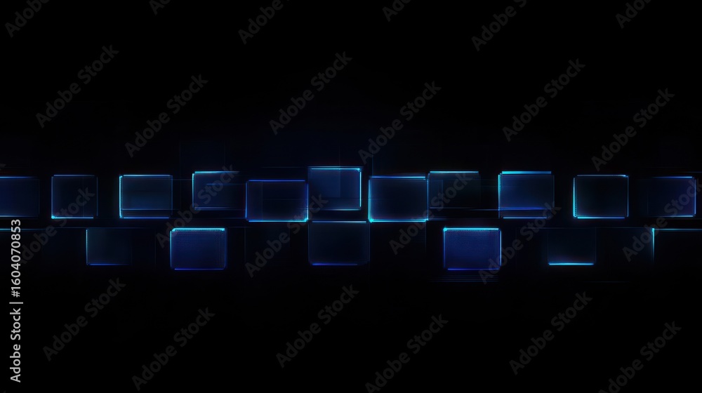 Fototapete Futuristic Grid, An Array of Illuminated Cubes on a Dark Backdrop
