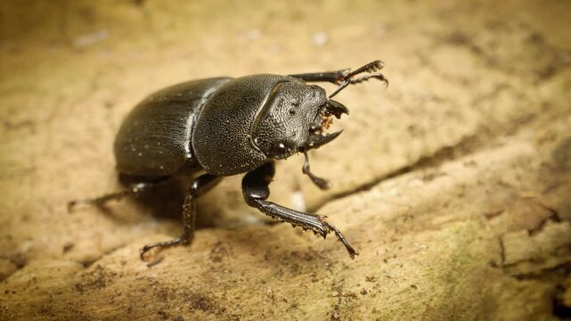 Lesser stag beetle (Dorcus parallelipipedus). Close-up.