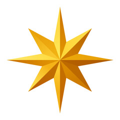 Golden star. Vector realistic star shape for decoration. Star rating, award, medal, game, Christmas decor, celebration. Cosmic element