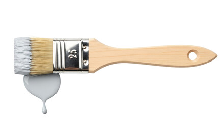 Paint brush with grey paint dripping isolated PNG with Transparent Background