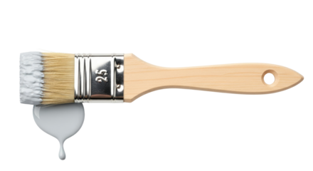 Paint brush with grey paint dripping isolated PNG with Transparent Background