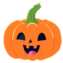 Vector illustration of a Halloween pumpkin with a spooky expression, isolated on a white background. Ideal for Halloween-themed cards and designs.