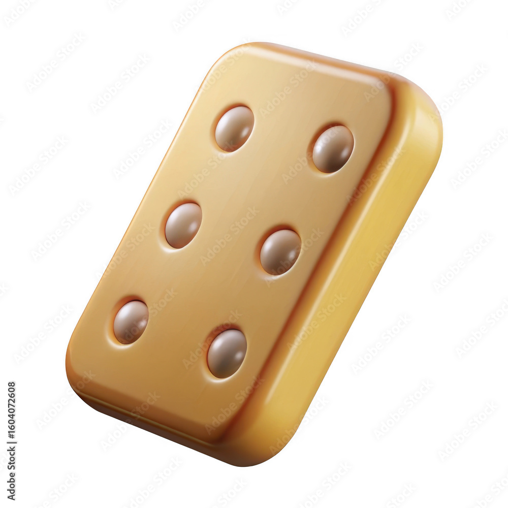 Poster 3d domino tile with six dots isolated on transparent background