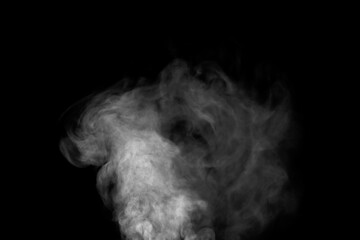 Abstract white smoke or vapor. Abstract fog cloud. Smoke overlay effect. Isolated on black background.