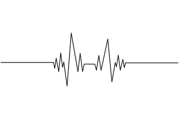 Heartbeat with heart continuous one line drawing on white background isolate outline vector illustration