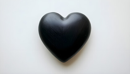 Fototapeta premium A single black heart sits on a white background