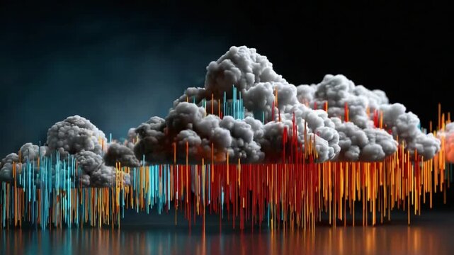 Digital Cloudscape: A captivating digital rendering of cloud formations intertwined with dynamic data visualizations, depicting the complexities of modern technology and data flow.