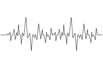 Heartbeat with heart continuous one line drawing on white background isolate outline vector illustration