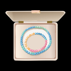 Open Jewelry Box Rainbow Bead Bracelet
