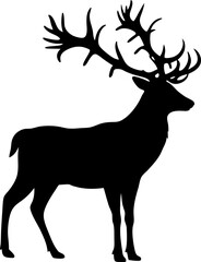 Fototapeta premium Majestic stag silhouette with antlers, clean black and white wildlife graphic