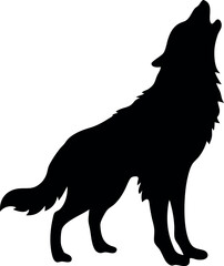 howling wolf silhouette vector, wolf black symbol
