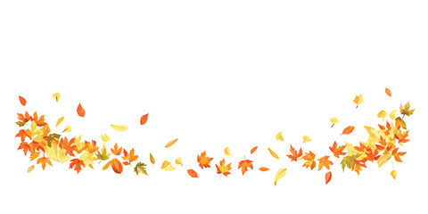 Loose autumn leaf border with orange and yellow gradient
