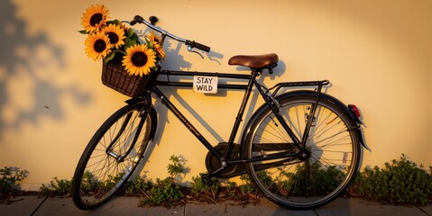 Naklejka premium a bicycle with sunflowers on it
