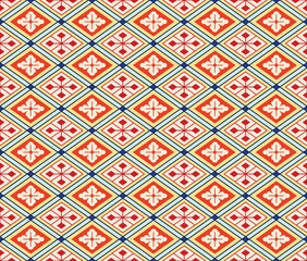 Japanese Flower Diamond Vector Seamless Pattern