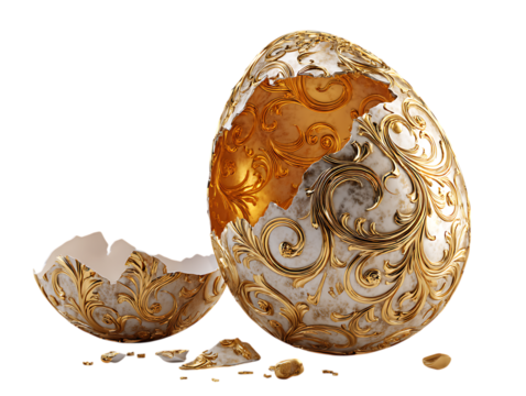 Luxury gold & white Easter egg