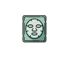 Sheet face mask icon, colored vector illustration of a skincare cosmetic product, isolated on a transparent background