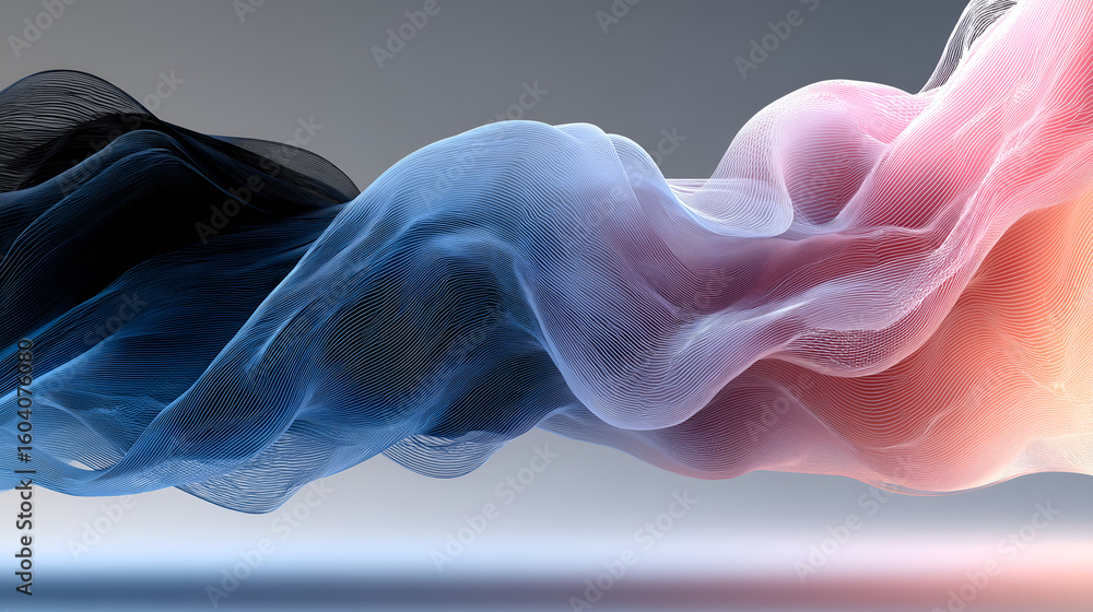 Poster abstract fabric in motion: a vibrant abstract piece showcasing flowing, colorful fabric that gracefu
