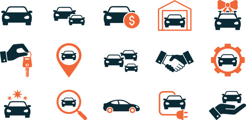 Automobile and car dealer editable stroke outline icon isolated on white background flat vector illustration.