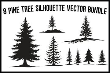 Obraz premium 8 Pine Tree Silhouette Bundle